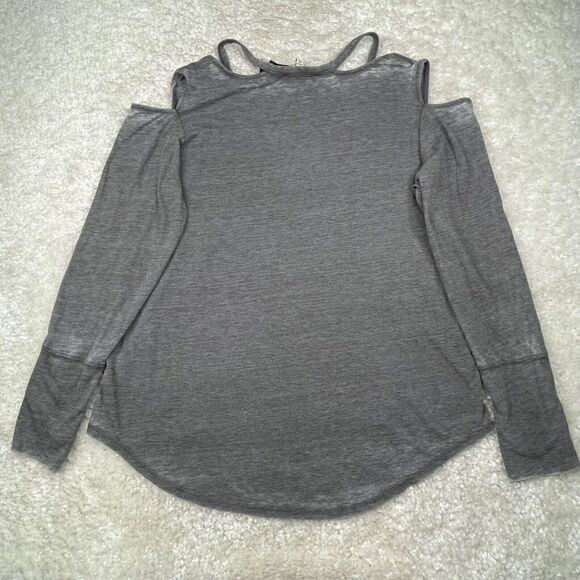 Express One Eleven Washed Out Gray Cold Shoulder Top Large NEW - Picture 3 of 10